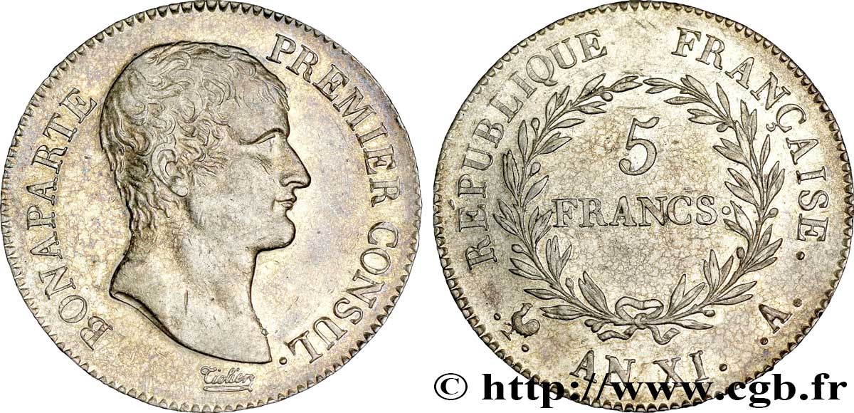 5 francs Bonaparte Premier Consul 1803 Paris F.301/1 AU 