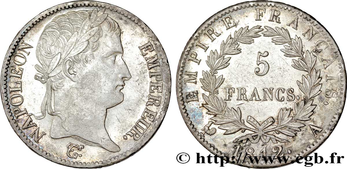 5 francs Napoléon Empereur, Empire français 1812 Paris F.307/41 EBC 