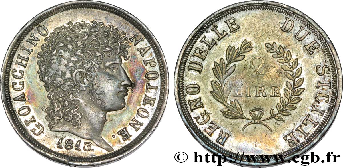 2 lire, rameaux courts 1813 Naples VG.2257  SS 