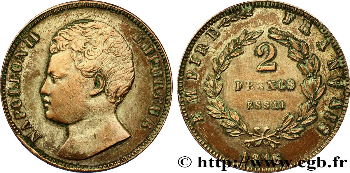 Essai en bronze de 2 francs 1816  VG.2405  SPL 