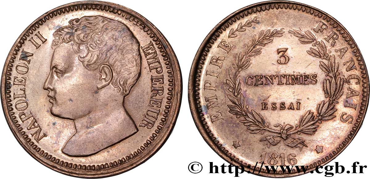 Essai en bronze de 3 centimes 1816  VG.2414  VZ 