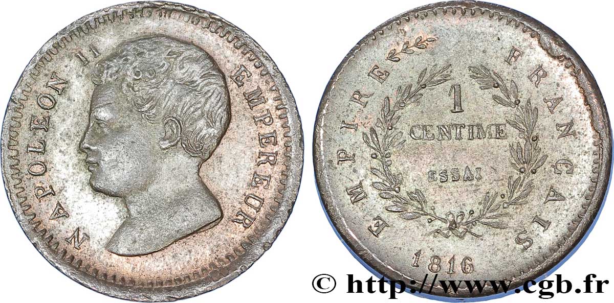 Essai-piéfort en bronze de 1 centime 1816  VG.2415  SPL 