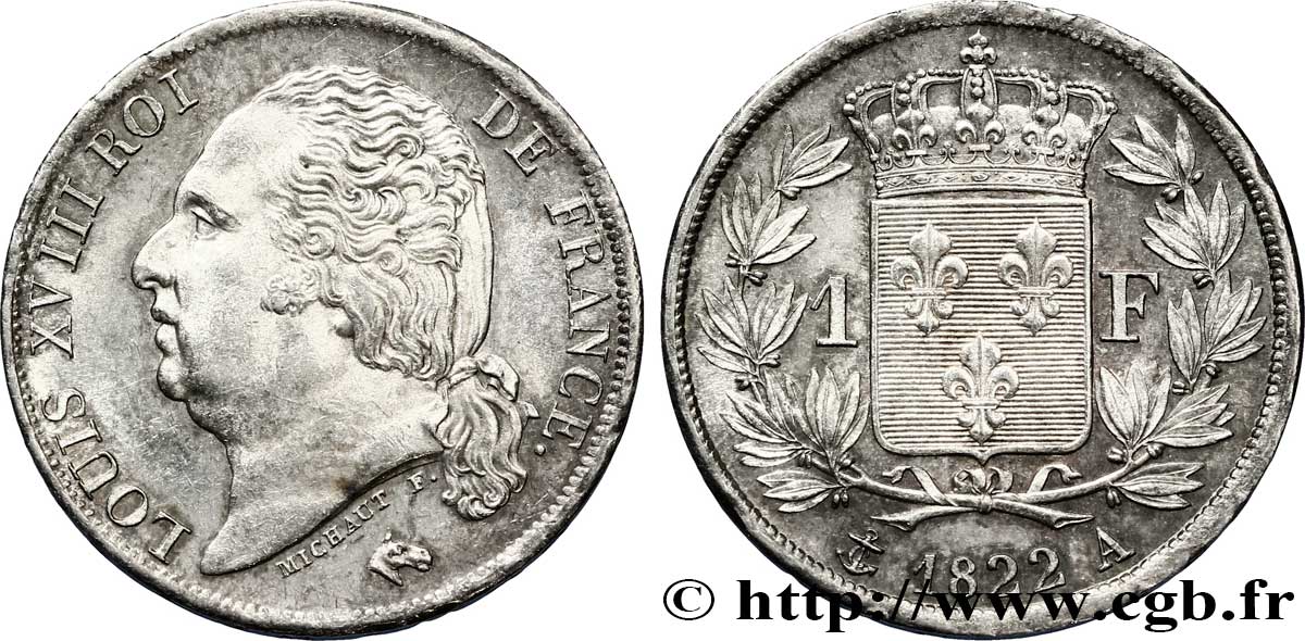 1 franc Louis XVIII 1822 Paris F.206/40 EBC 
