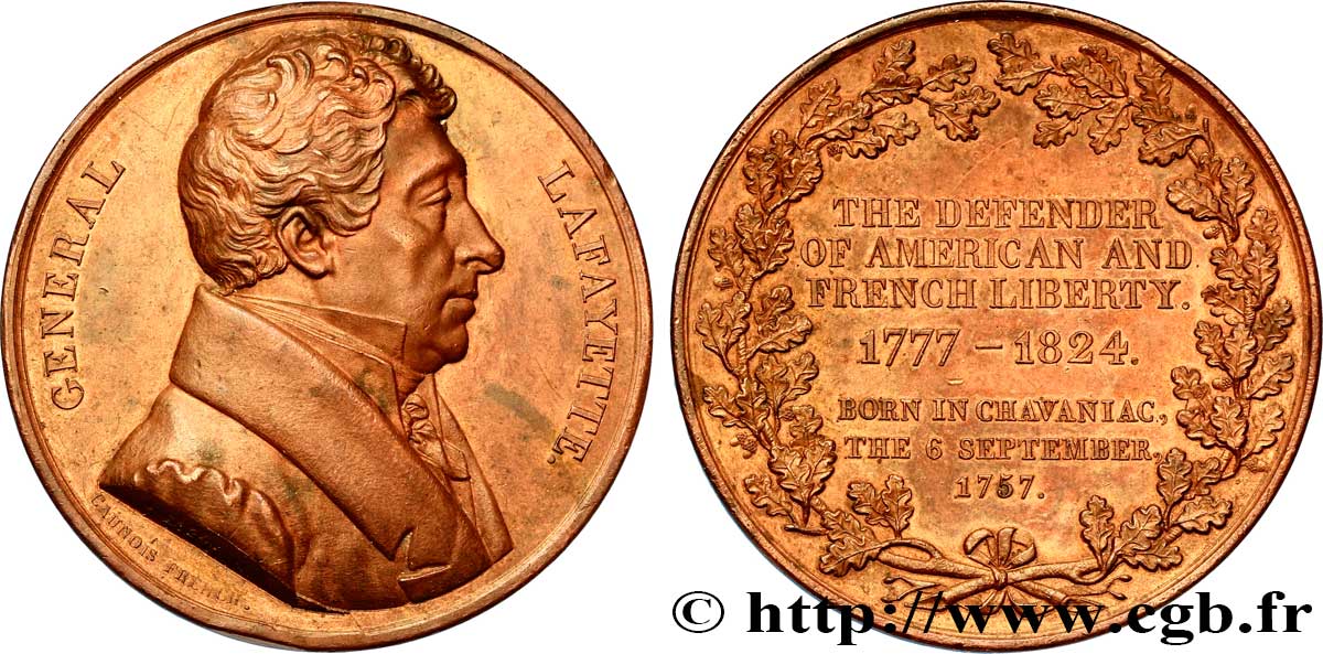 Médaille BR 47, général La Fayette 1824  COLLIGNON 411  SUP 