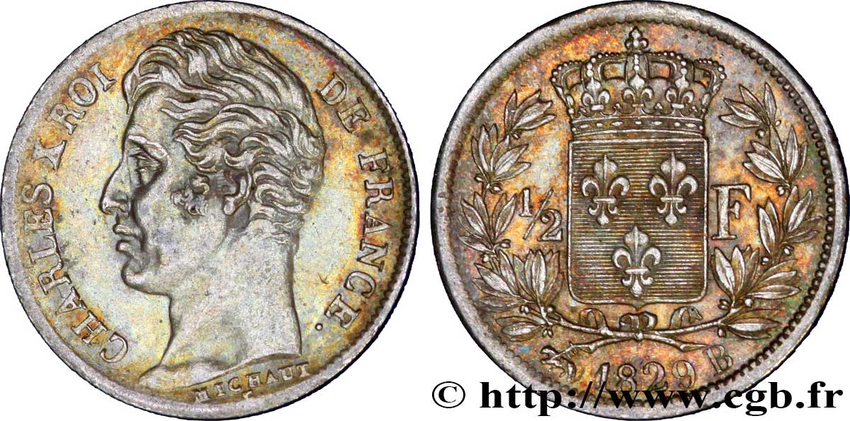 1/2 franc Charles X 1829 Rouen F.180/38 EBC 