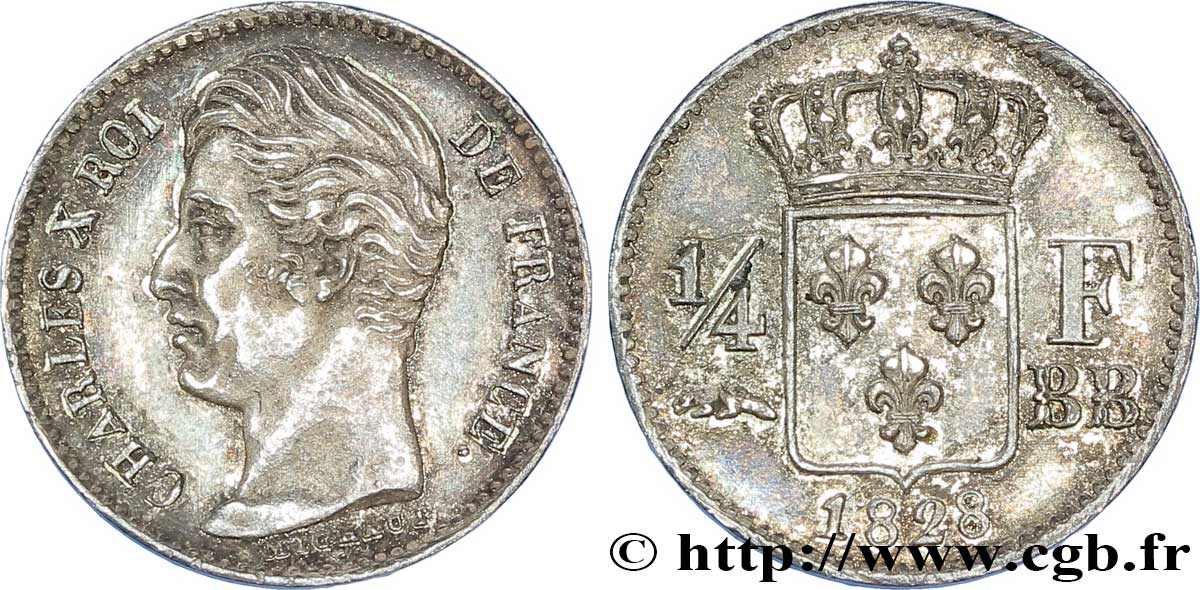 1/4 franc Charles X 1828 Strasbourg F.164/20 VZ 