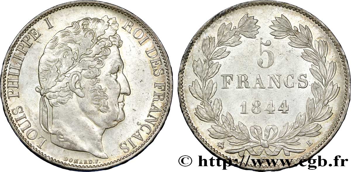 5 francs IIIe type Domard 1844 Rouen F.325/2 AU 