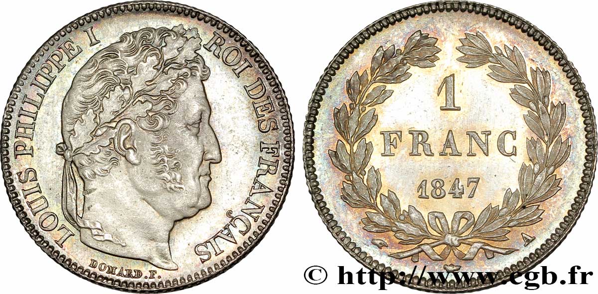 1 franc Louis-Philippe, couronne de chêne 1847 Paris F.210/110 SC 