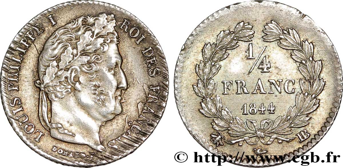 1/4 franc Louis-Philippe 1844 Strasbourg F.166/99 SUP 