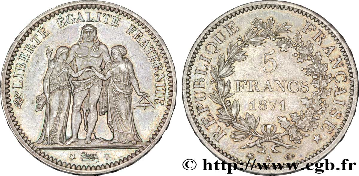 5 francs Hercule 1871 Paris F.334/2 XF 