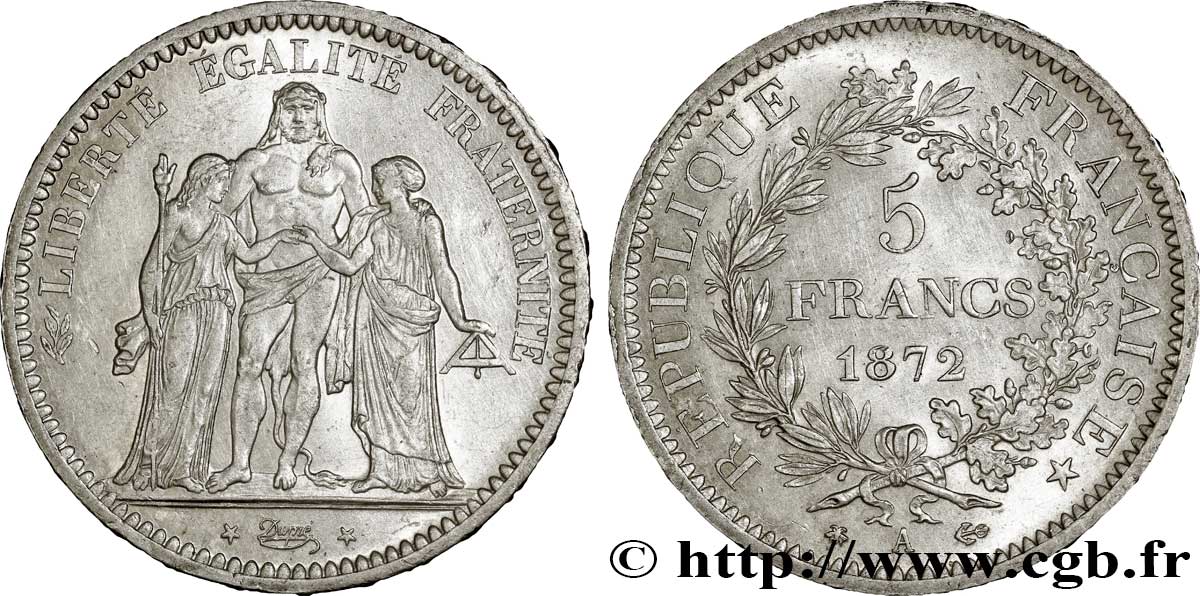 5 francs Hercule 1872 Paris F.334/6 SUP 
