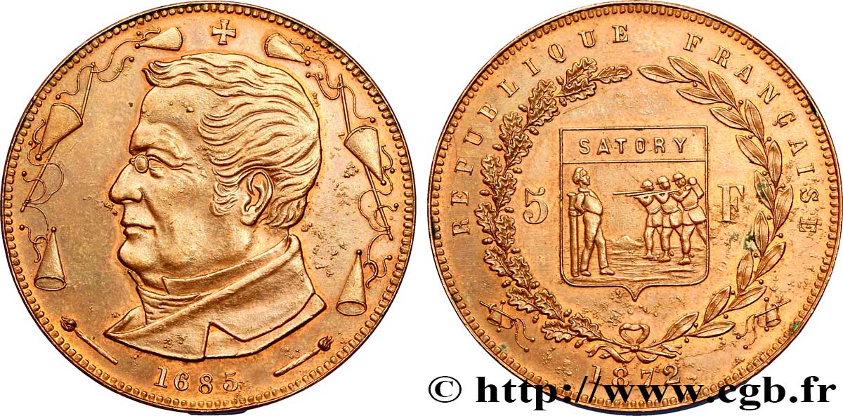 Module de 5 francs Thiers, frappe de souvenir 1872  VG.3819  VZ 