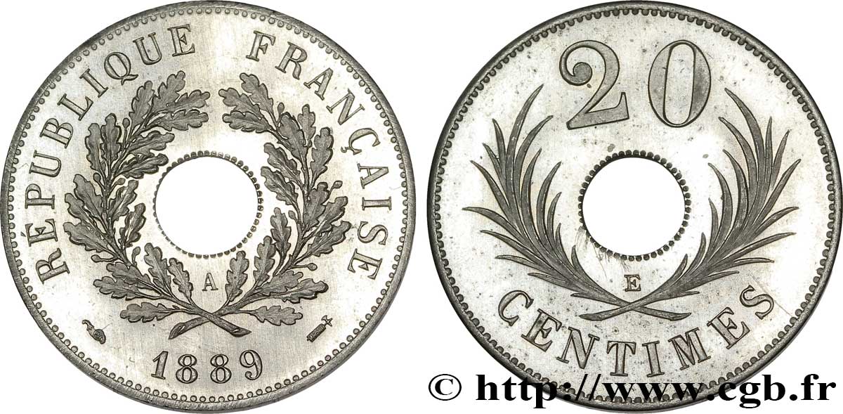 Essai de 20 centimes 1889 Paris VG.4108  SPL 