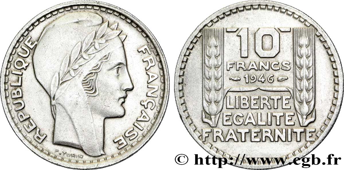 10 francs Turin, grosse tête, rameaux longs 1946 Paris F.361/3 TTB 