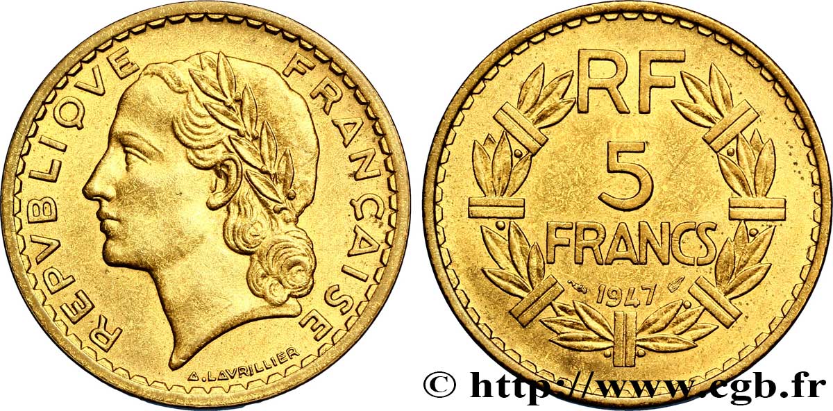 5 francs Lavrillier, bronze-aluminium 1947  F.337/9 SPL 