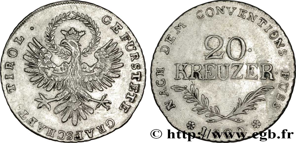 AUSTRIA - TYROLEAN REBELLION 20 kreuzer 1809  AU 
