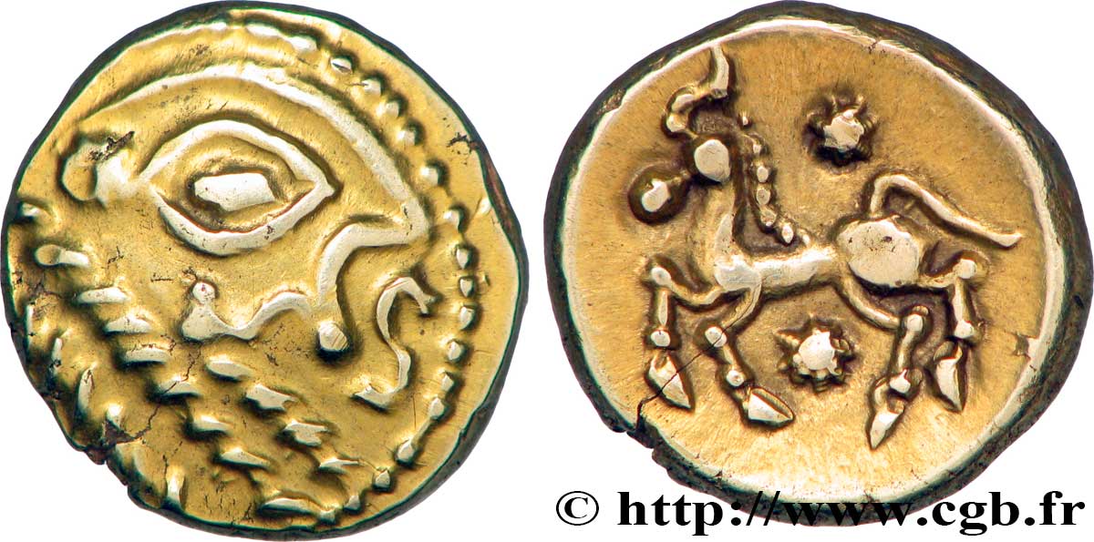 GALLIA - BELGICA - BELLOVACI (Regione di Beauvais) Statère d or à l astre, cheval à gauche AU/AU