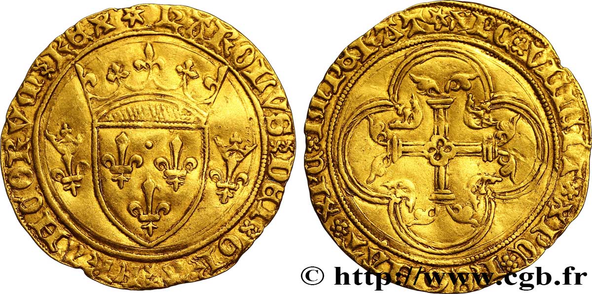 CHARLES VII  THE WELL SERVED  Écu d or à la couronne ou écu neuf 28/01/1436 Saint-Quentin fVZ