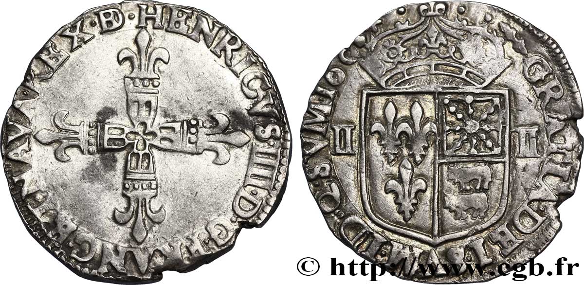 HENRI IV LE GRAND Quart d écu de Béarn 160[5 ?] Morlaàs TTB