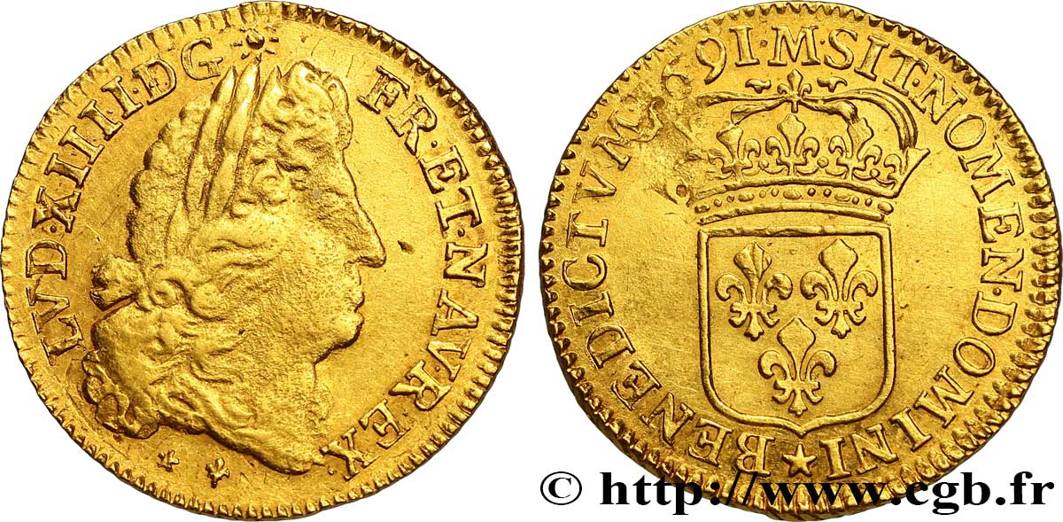 LOUIS XIV LE GRAND OU LE ROI SOLEIL Louis d or à l écu 1691 Toulouse TTB+/SUP