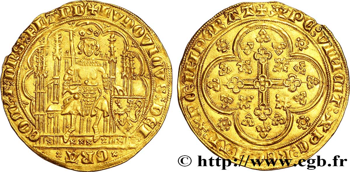 FLANDRE - COMTÉ DE FLANDRE - LOUIS DE MALE Écu d or au lion c. 1373-1383 Gand ou Malines TTB+