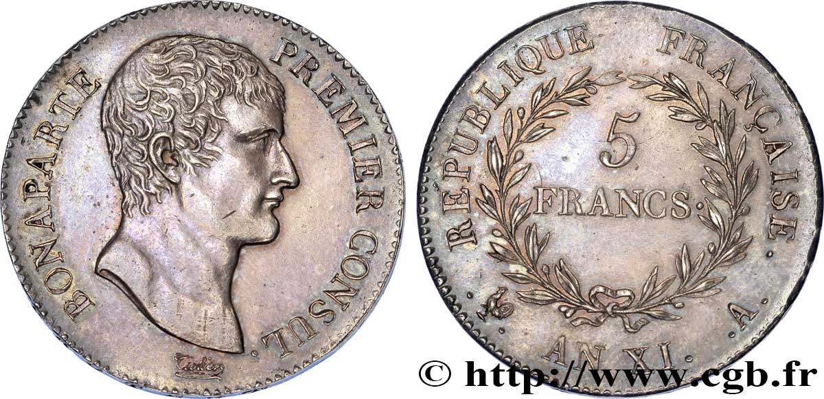 5 francs Bonaparte Premier Consul 1803 Paris F.301/1 EBC 