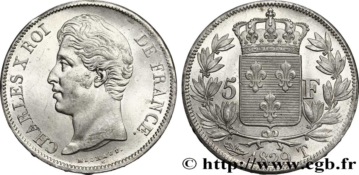 5 francs Charles X, 2e type 1829 Nantes F.311/38 fST 