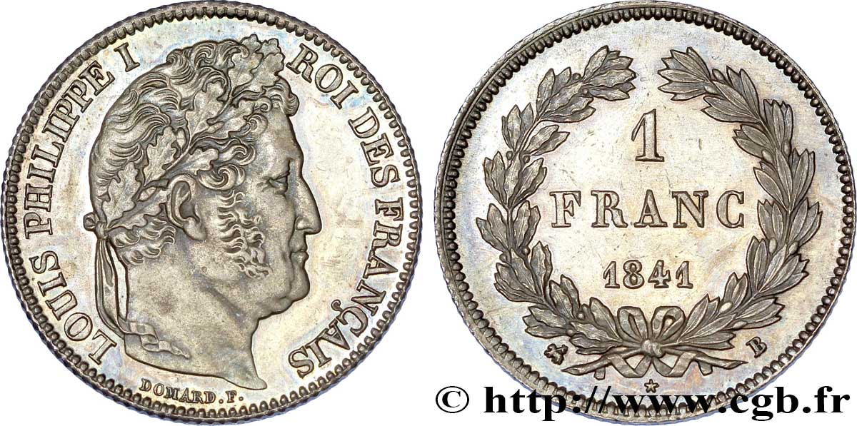 1 franc Louis-Philippe, couronne de chêne 1841 Rouen F.210/81 SPL 