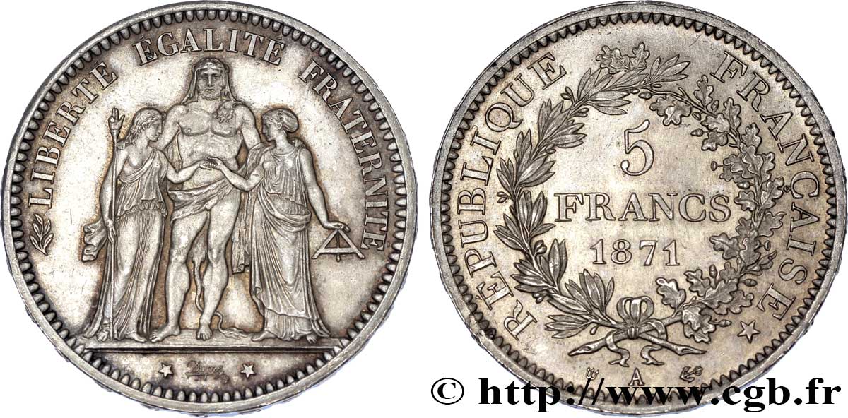 5 francs Hercule 1871 Paris F.334/3 AU 