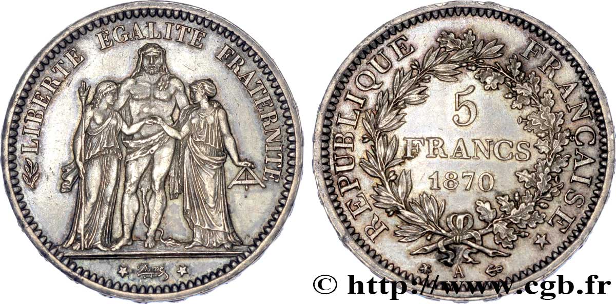 5 francs Hercule 1870 Paris F.334/1 MS 