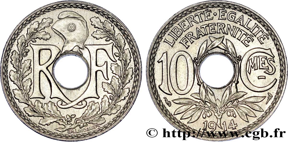 10 centimes Lindauer, Cmes souligné 1914 Paris F.137/2 SPL 
