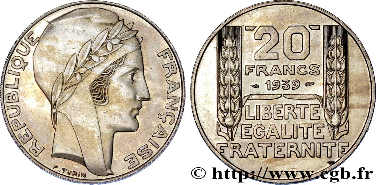 Épreuve de 20 francs Turin en cupro-nickel 1939 Paris G.852  SUP 