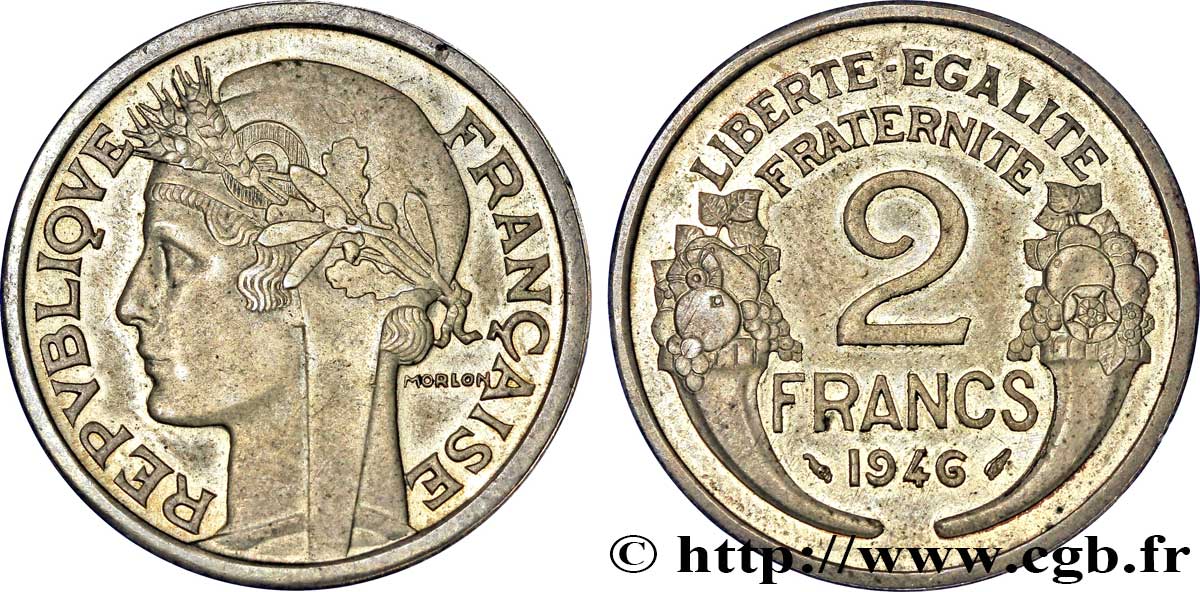 Épreuve de 2 francs Morlon en cupro-nickel 1946 Paris Maz.2749  var. SUP 