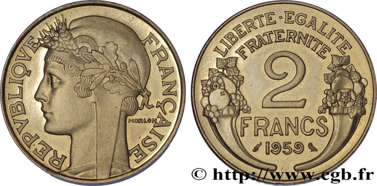 Concours de la 10 francs Mathieu, essai au type 2 francs Morlon 1959 Paris G.538 c/ P SPL 