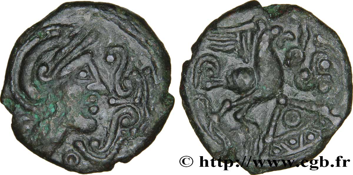 GALLIA - BELGICA - BELLOVACI (Región de Beauvais) Bronze au coq, “type de Lewarde” DT.518 MBC+