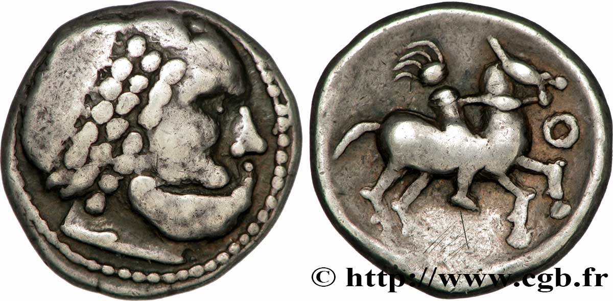 DANUBIAN CELTS - IMITATIONS OF THE TETRADRACHMS OF PHILIP II AND HIS SUCCESSORS Tétradrachme au cavalier et au bandeau perlé, imitation de Philippe II XF/AU