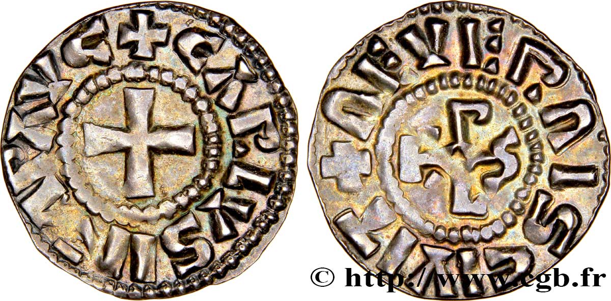 CHARLES THE BALD AND COINAGE IN HIS NAME Denier AU