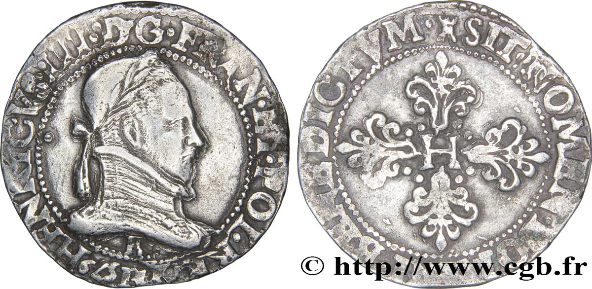 HENRI III Franc au col plat 1579 Tours TTB