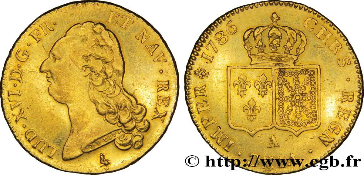 LOUIS XVI Double louis d’or aux écus accolés 1786 Paris TTB+