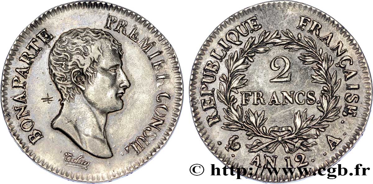 2 francs Bonaparte Premier Consul 1804 Paris F.250/1 XF 
