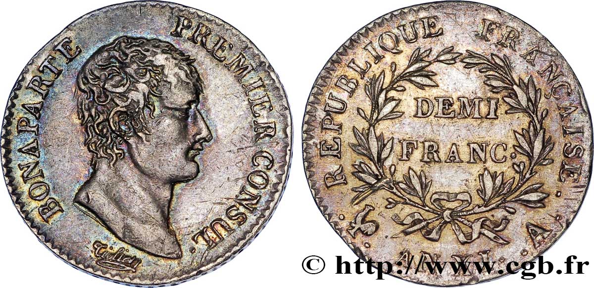 Demi-franc Bonaparte Premier Consul 1803 Paris F.173/1 TTB 