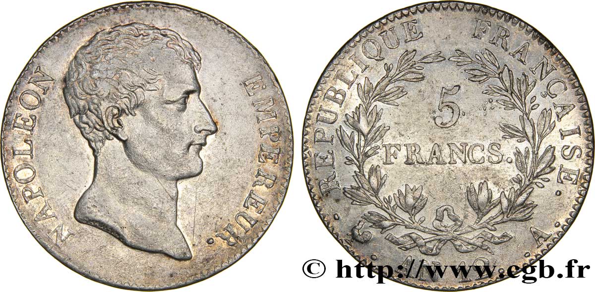 5 francs Napoléon Empereur, type intermédiaire 1804 Paris F.302/1 TTB 