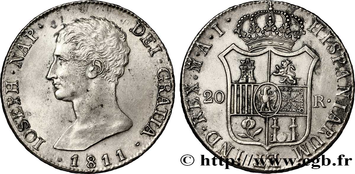 20 reales, 2e type 1811 Madrid VG.2068  BB 