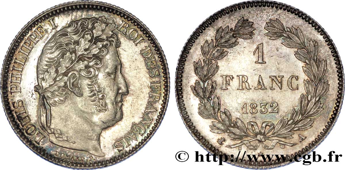 1 franc Louis-Philippe, couronne de chêne 1832 Paris F.210/1 VZ 
