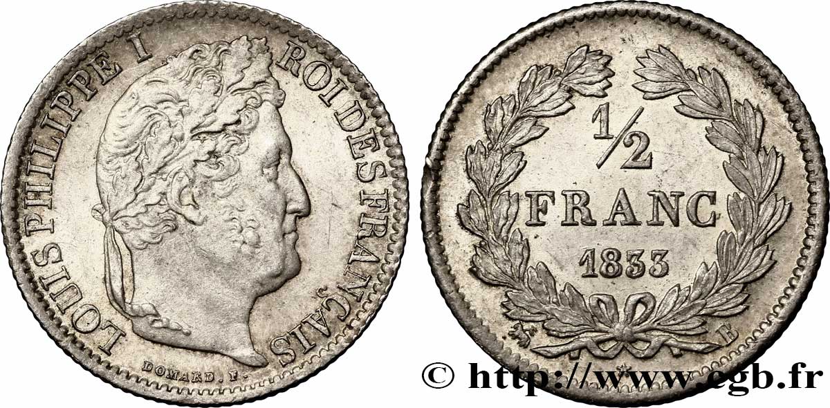 1/2 franc Louis-Philippe 1833 Rouen F.182/30 VZ 