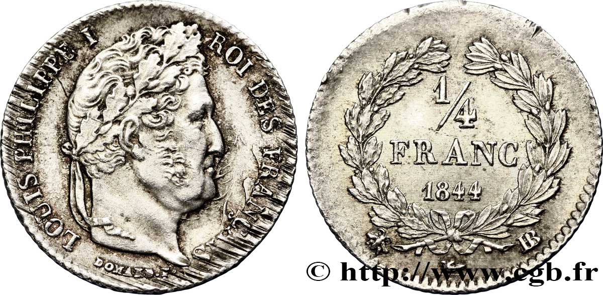 1/4 franc Louis-Philippe 1844 Strasbourg F.166/99 AU 