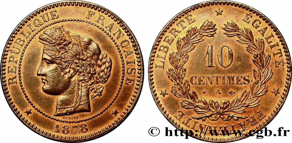 10 centimes Cérès 1878 Paris F.135/20 VZ 