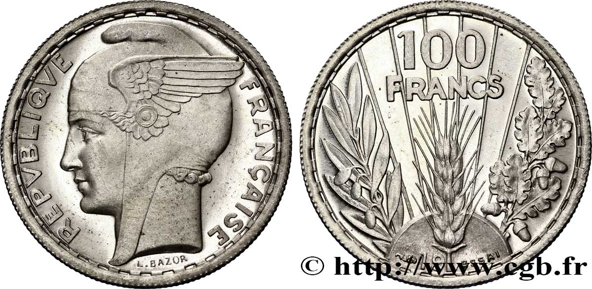 Préparation de la 5 francs Pétain, essai de Bazor en cupro-nickel léger, 3,5 g n.d. Paris VG.cf. 5238 var. FDC 