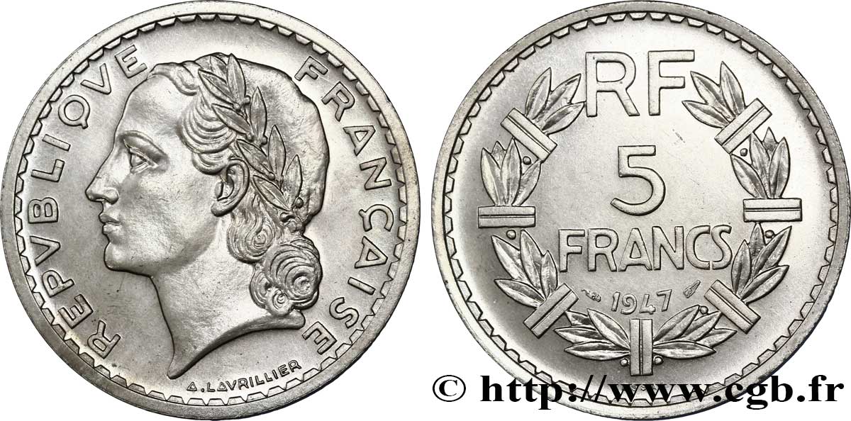 Essai de 5 francs Lavrillier, poids intermédiaire 1947 Paris G.-  FDC 