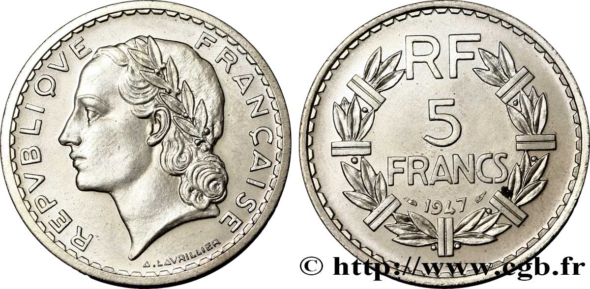 Essai de 5 francs Lavrillier, poids léger 1947 Paris G.-  ST 